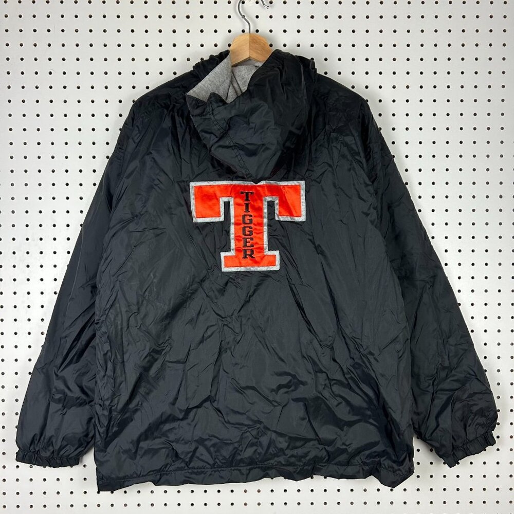 Tigger Disney Puffer Jacket Large Full Zip Black Hooded 90s Y2K Graphic Lined